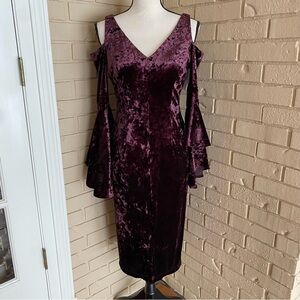 New Purple Velvet Dress Peasant Sleeve Vamp Goth Witchy Morticia Elvira Size 6
